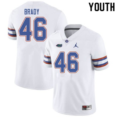 Youth Florida Gators #46 John Brady NCAA Jordan Brand White Authentic Stitched College Football Jersey GGT4562NM